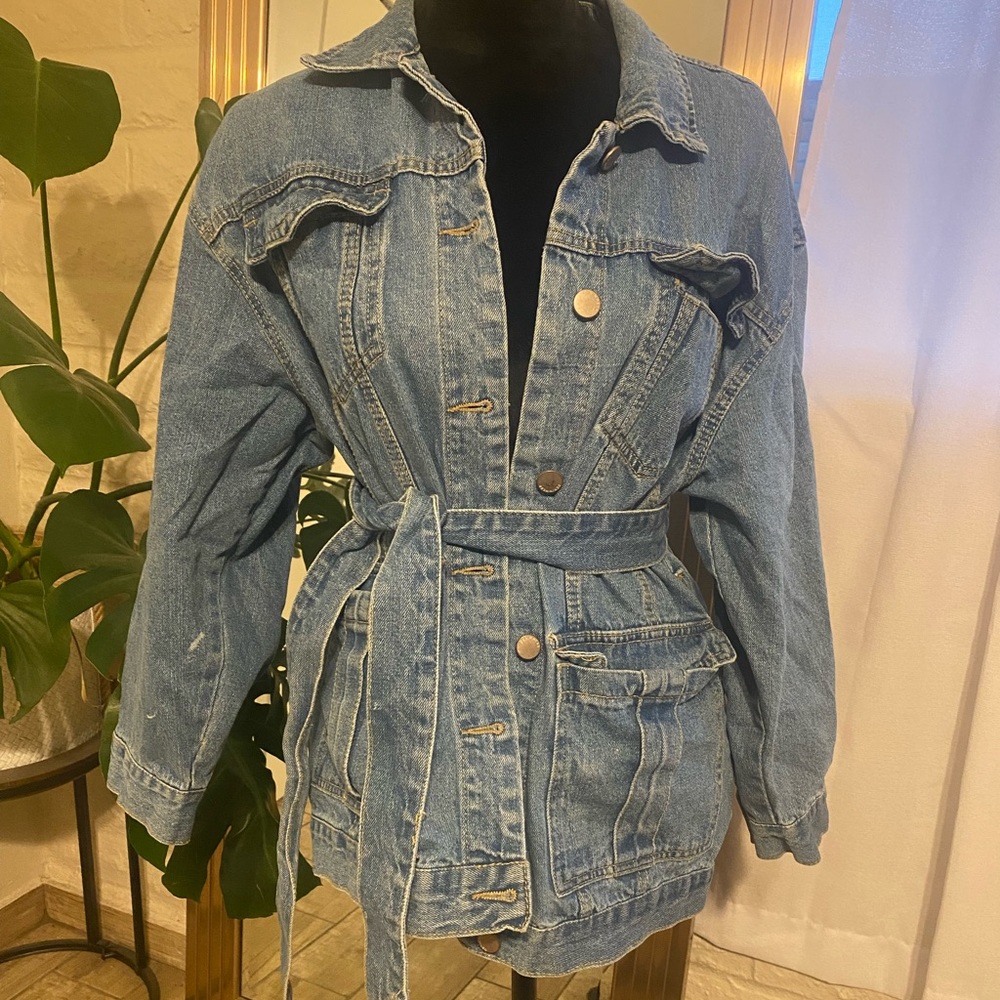 Belted denim jacket